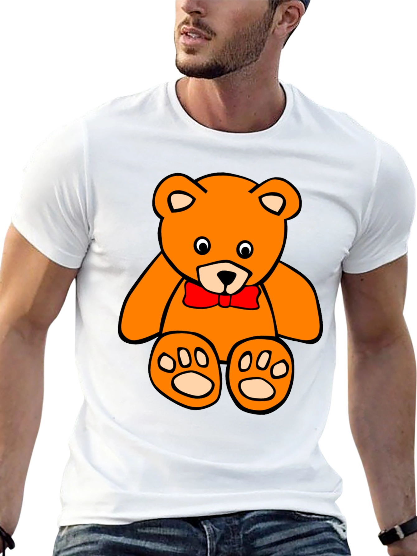 Teddy Bear Graphic Tee - Black Cotton T-Shirt