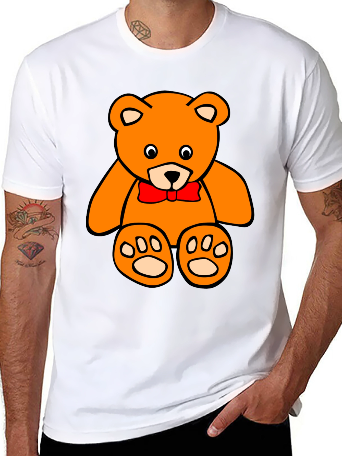Teddy Bear Graphic Tee - Black Cotton T-Shirt