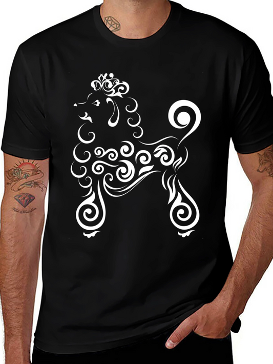 Stylish Black T-Shirt with Poodle Design