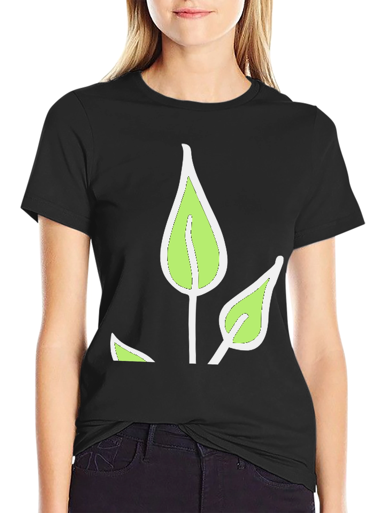 Leaf Graphic Black T-Shirt