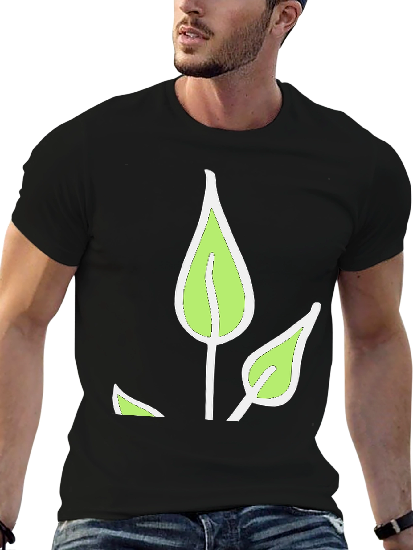 Leaf Graphic Black T-Shirt