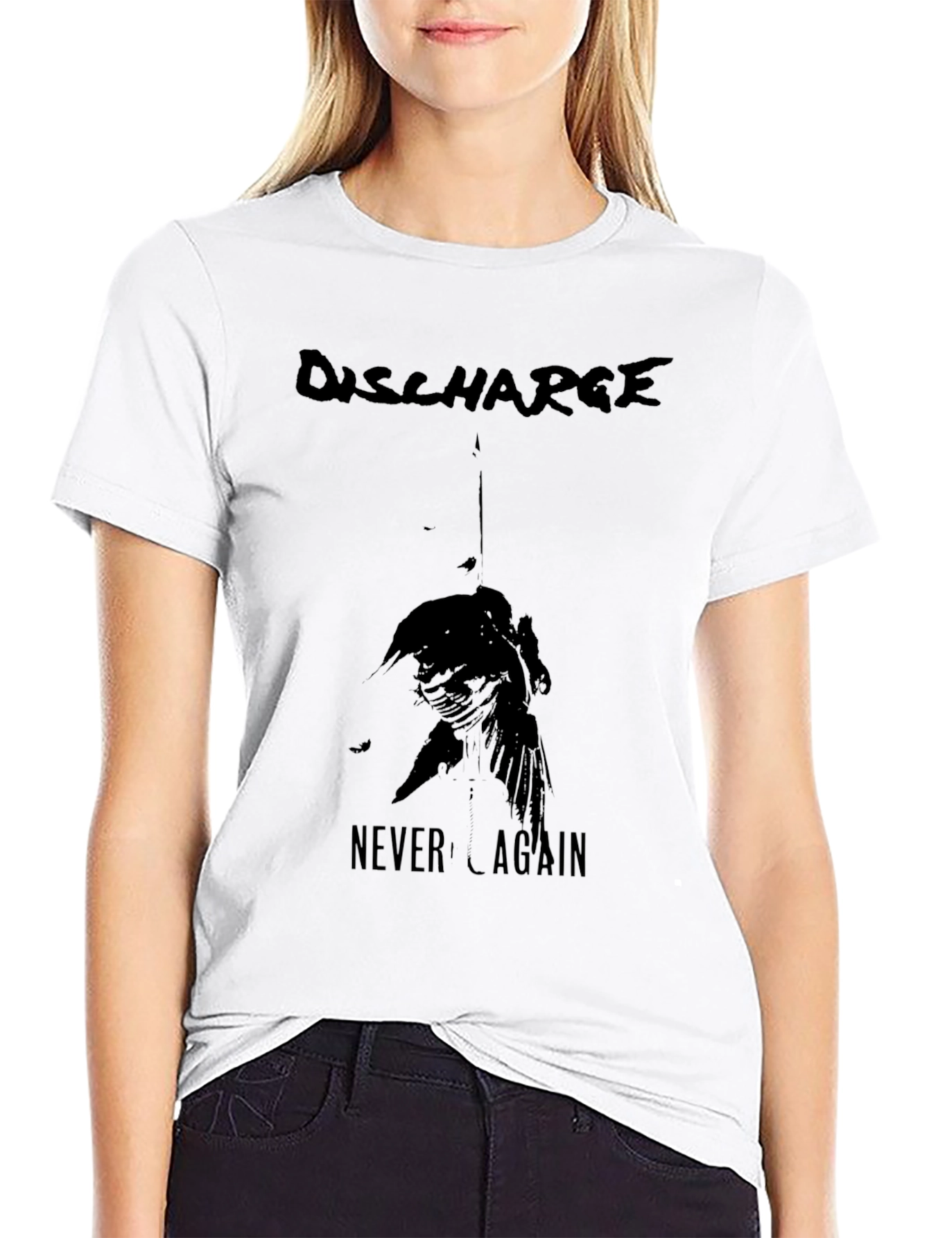 Discharge Never Again Black Graphic Tee