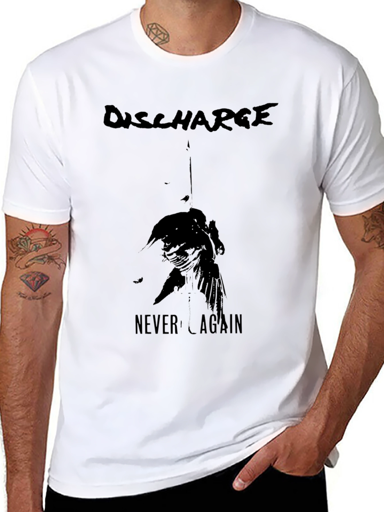 Discharge Never Again Black Graphic Tee