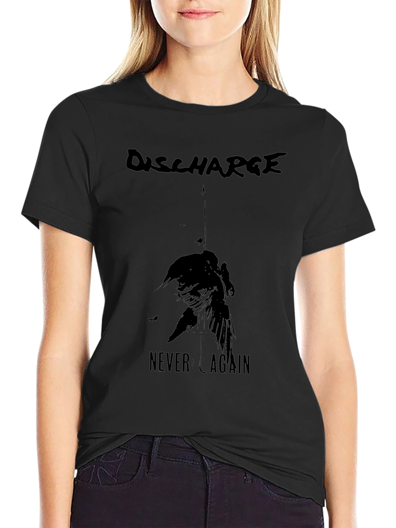 Discharge Never Again Black Graphic Tee