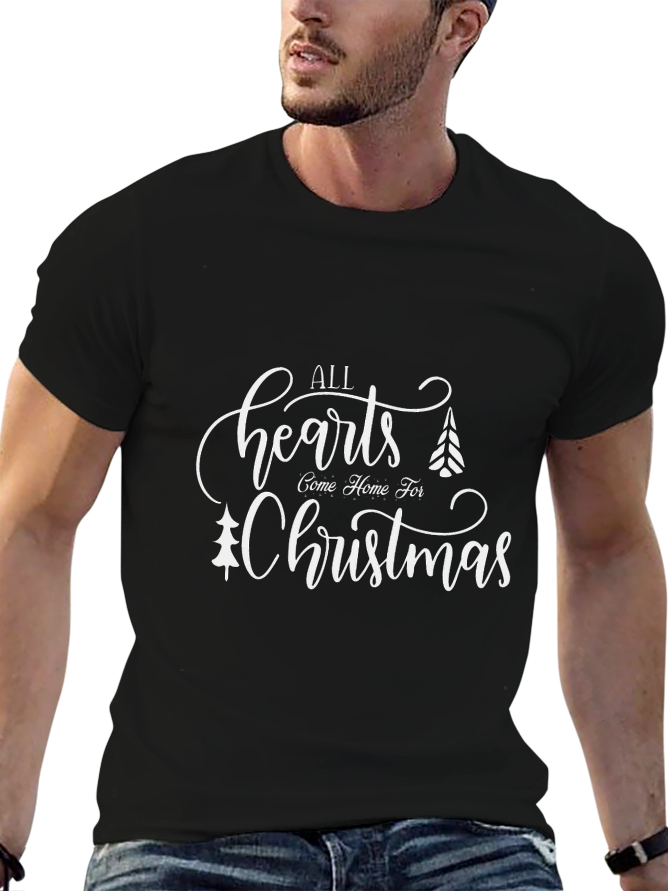 Christmas Hearts Graphic Tee - Holiday Apparel