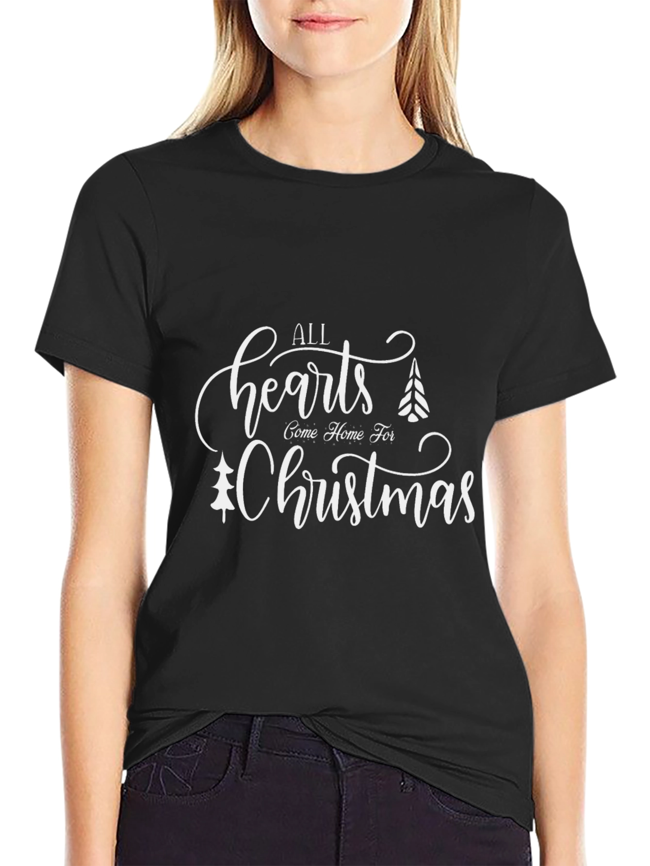 Christmas Hearts Graphic Tee - Holiday Apparel