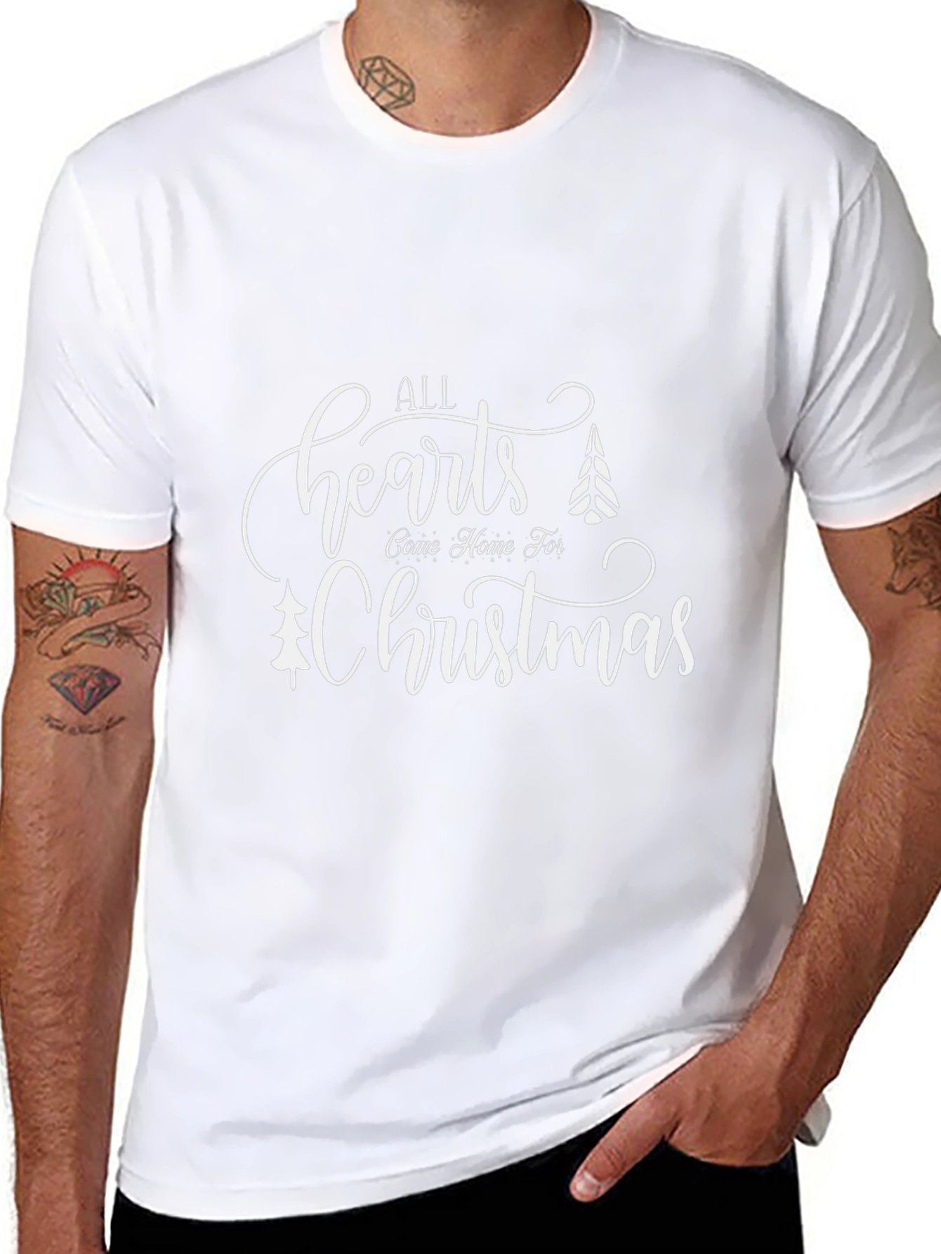 Christmas Hearts Graphic Tee - Holiday Apparel