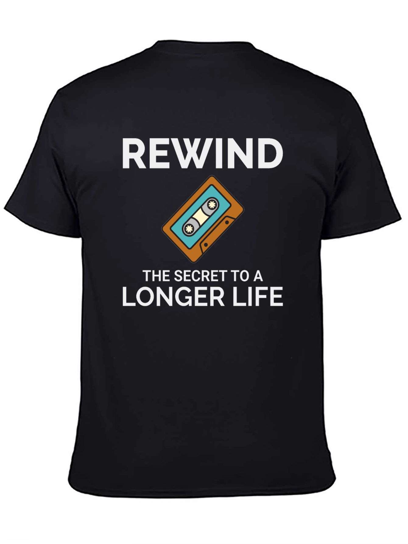 Rewind to a Longer Life Retro Cassette Tape T-Shirt