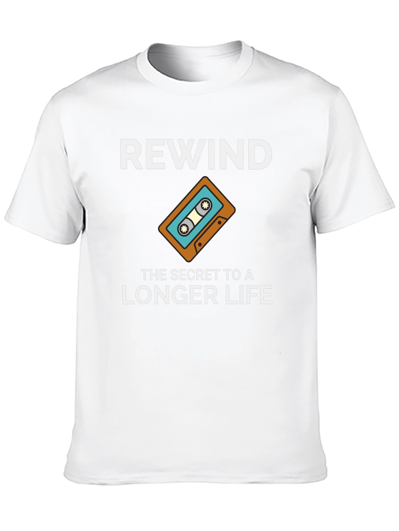 Rewind to a Longer Life Retro Cassette Tape T-Shirt