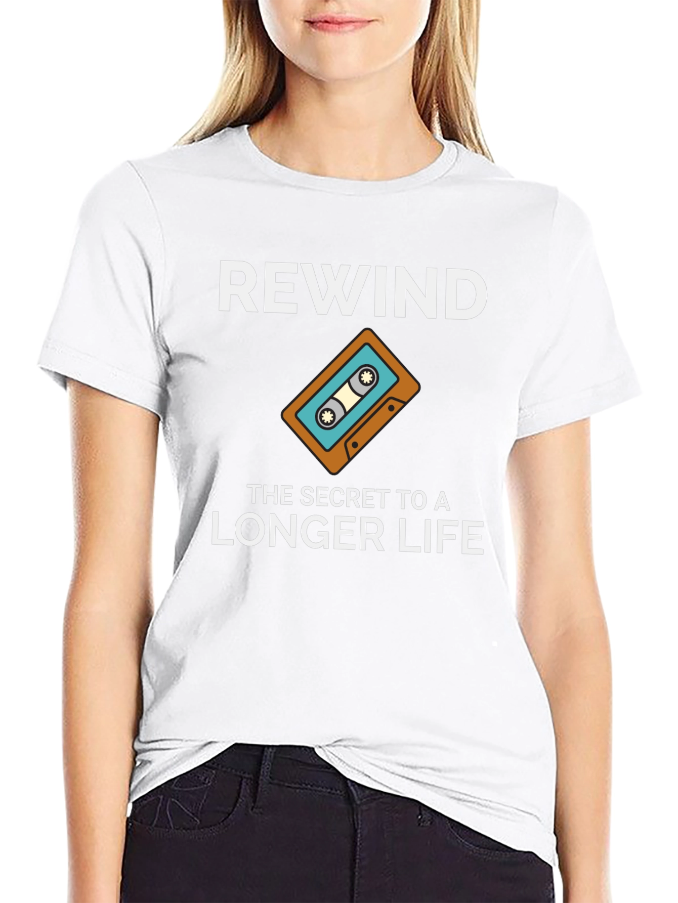 Rewind to a Longer Life Retro Cassette Tape T-Shirt