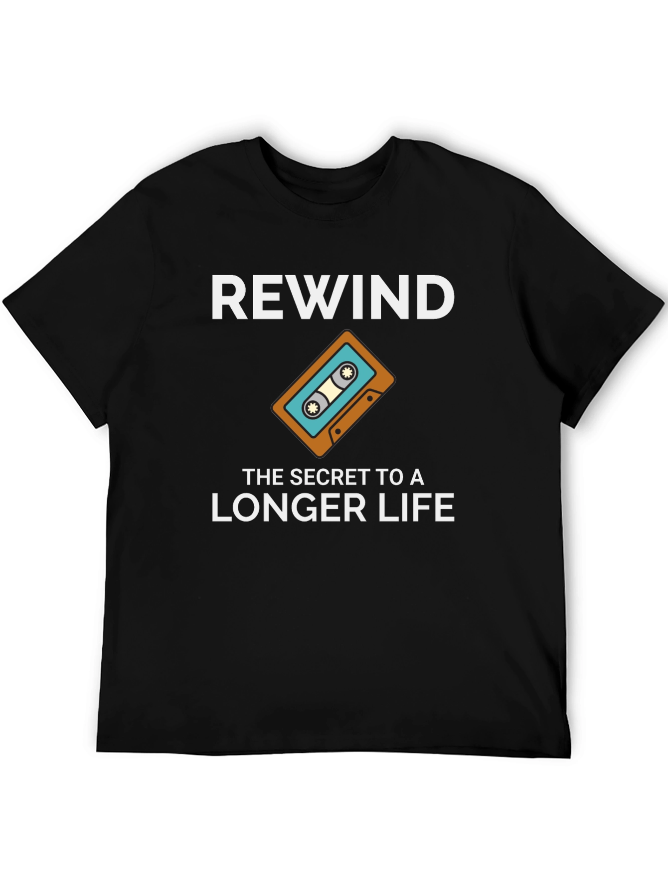 Rewind to a Longer Life Retro Cassette Tape T-Shirt