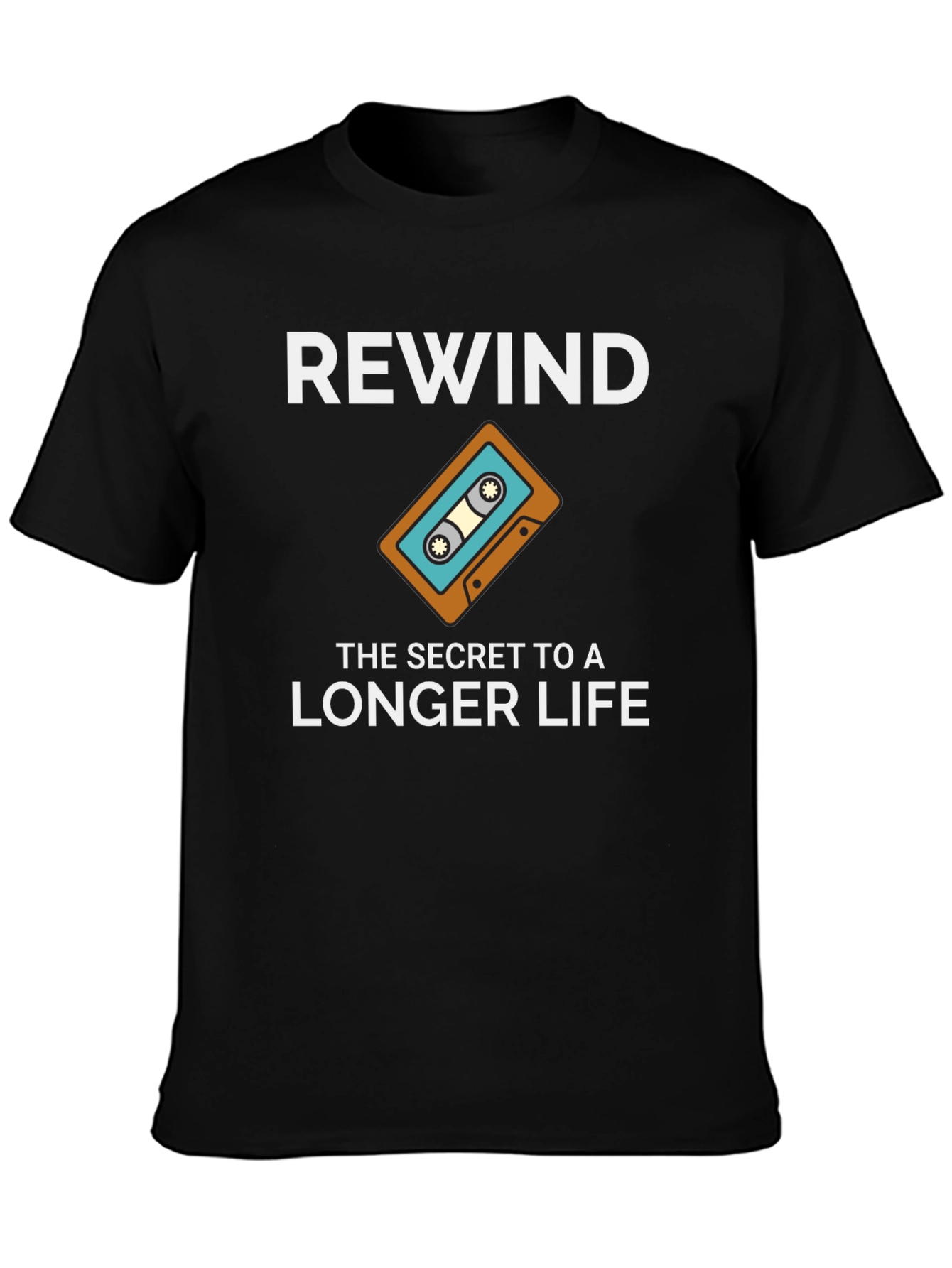 Rewind to a Longer Life Retro Cassette Tape T-Shirt