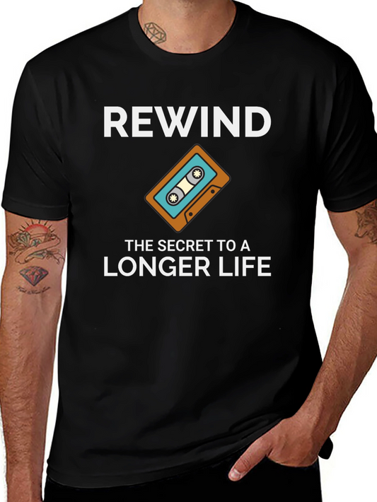 Rewind to a Longer Life Retro Cassette Tape T-Shirt