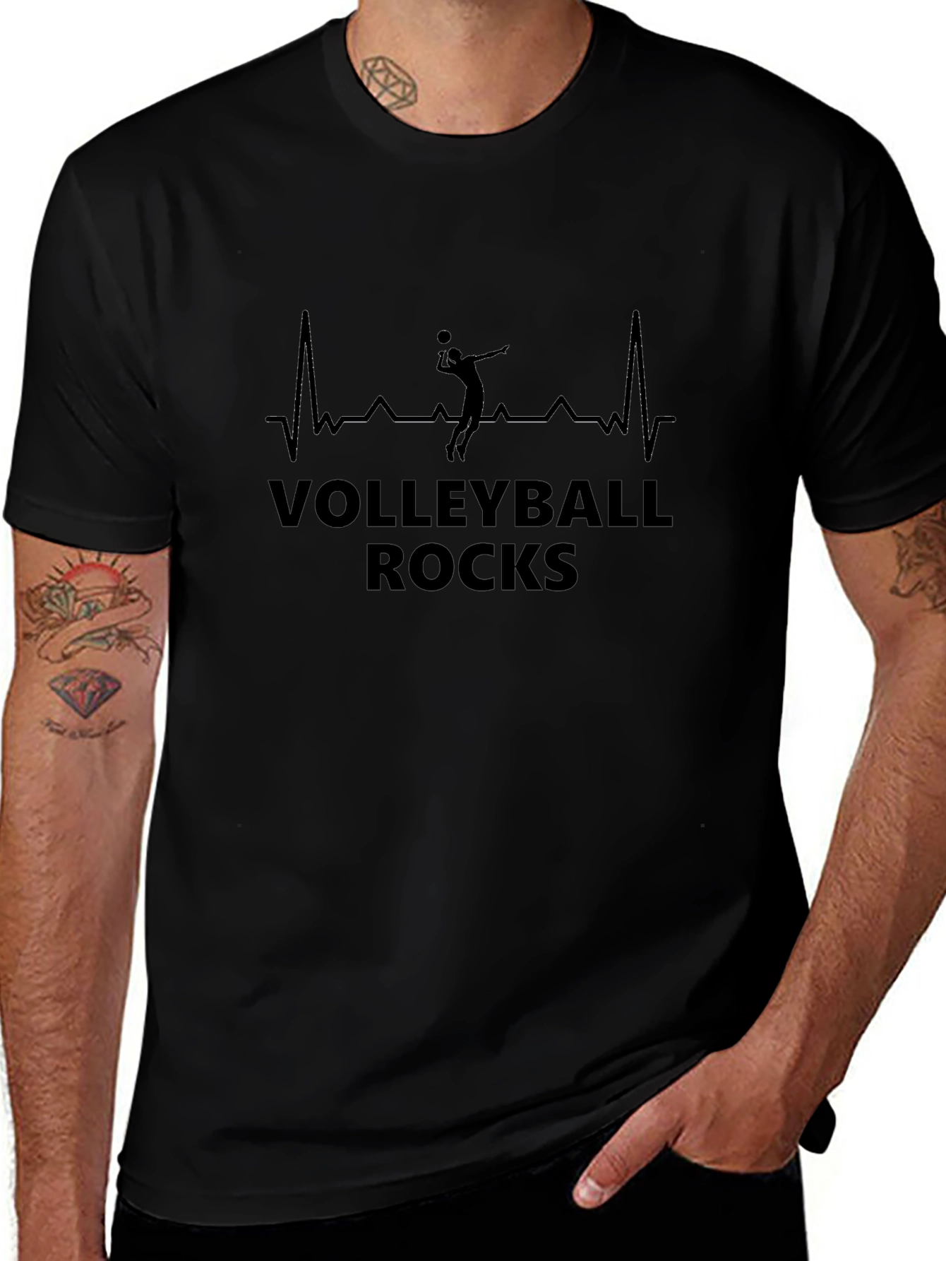 Volleyball Rocks T-Shirt - Heartbeat Design