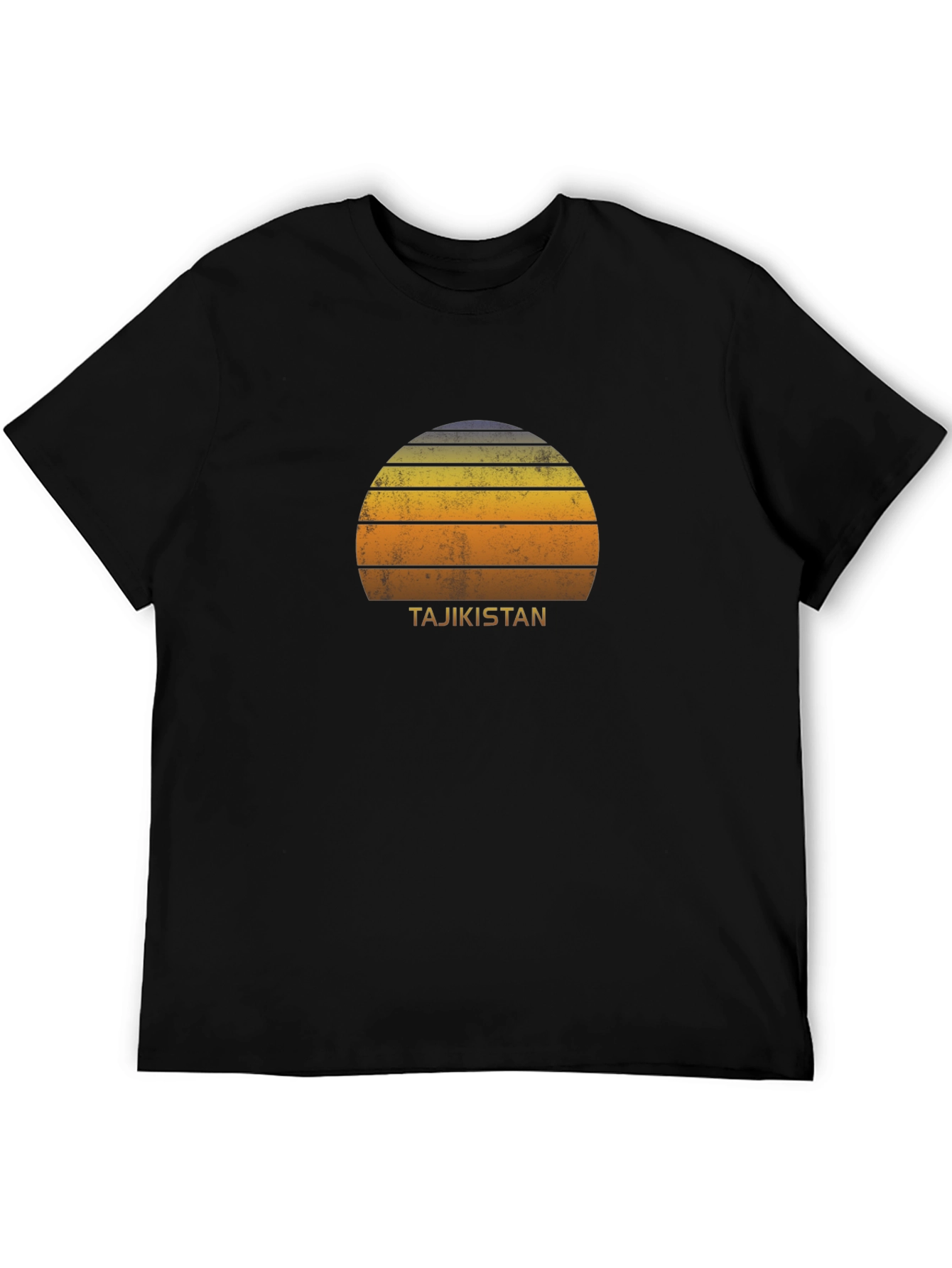 Tajikistan Sunset Graphic Tee - Retro Style Black T-Shirt