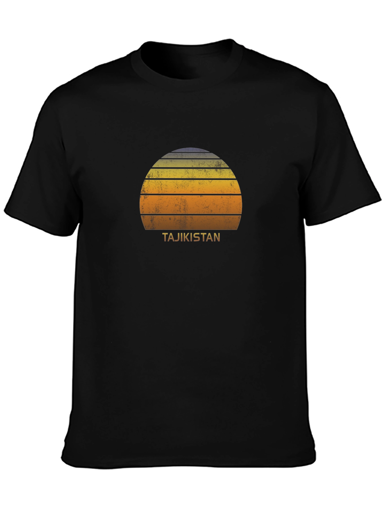 Tajikistan Sunset Graphic Tee - Retro Style Black T-Shirt