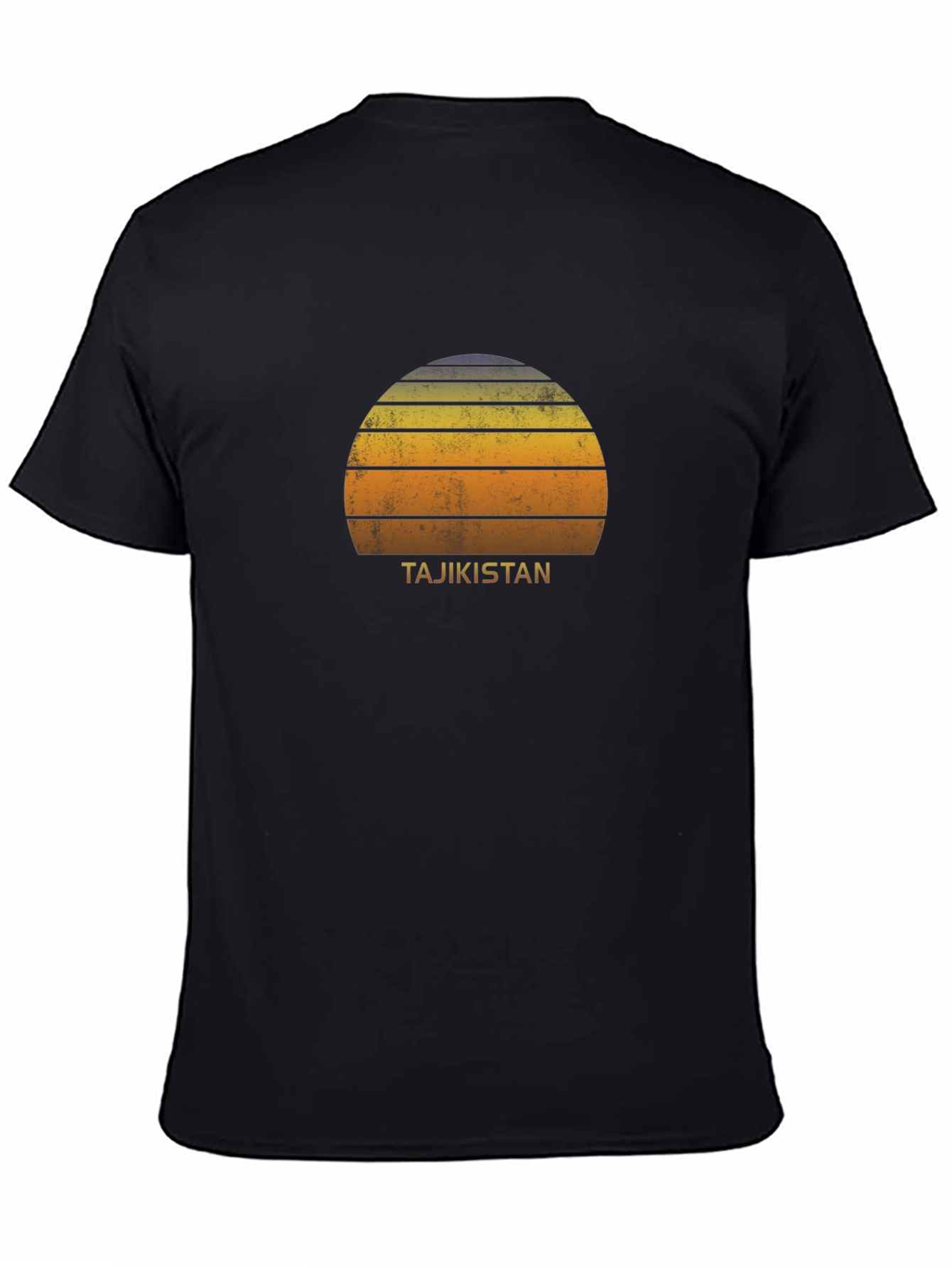 Tajikistan Sunset Graphic Tee - Retro Style Black T-Shirt