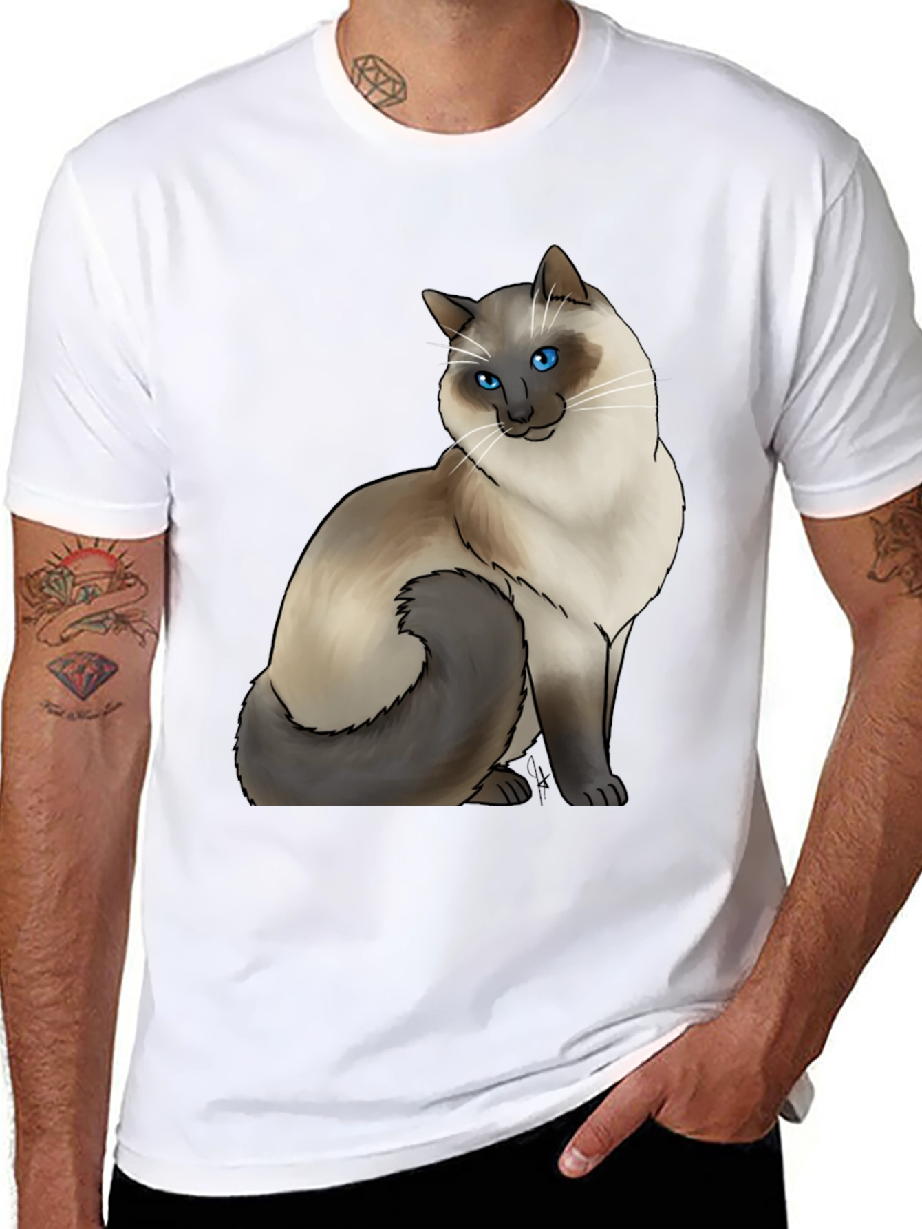 Cat Graphic Tee - Siamese Cat Art Shirt
