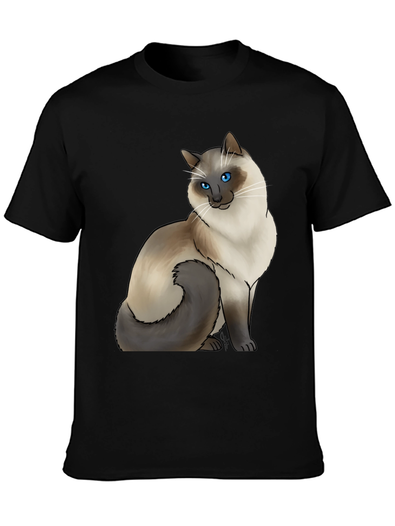 Cat Graphic Tee - Siamese Cat Art Shirt