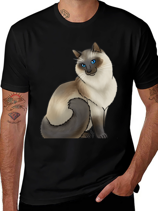 Cat Graphic Tee - Siamese Cat Art Shirt