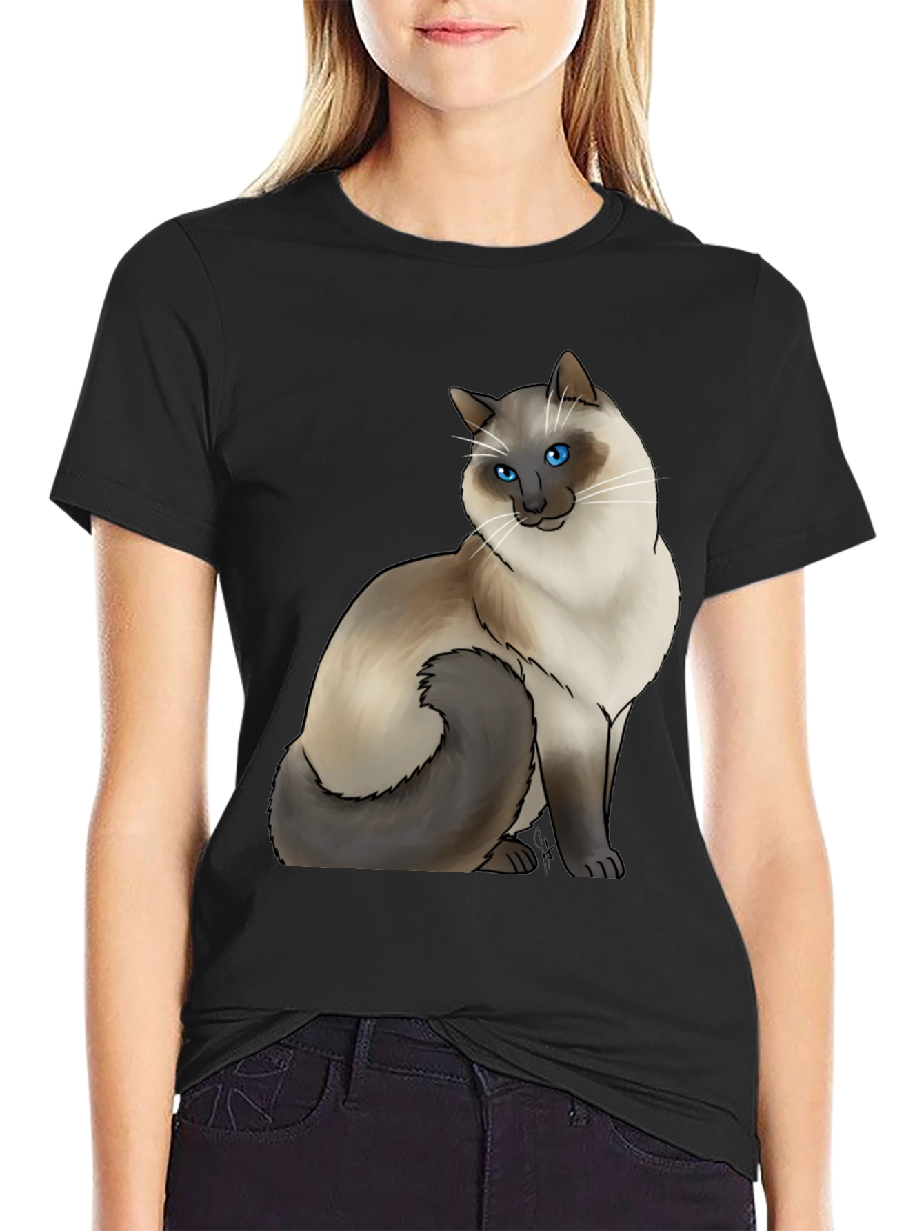 Cat Graphic Tee - Siamese Cat Art Shirt