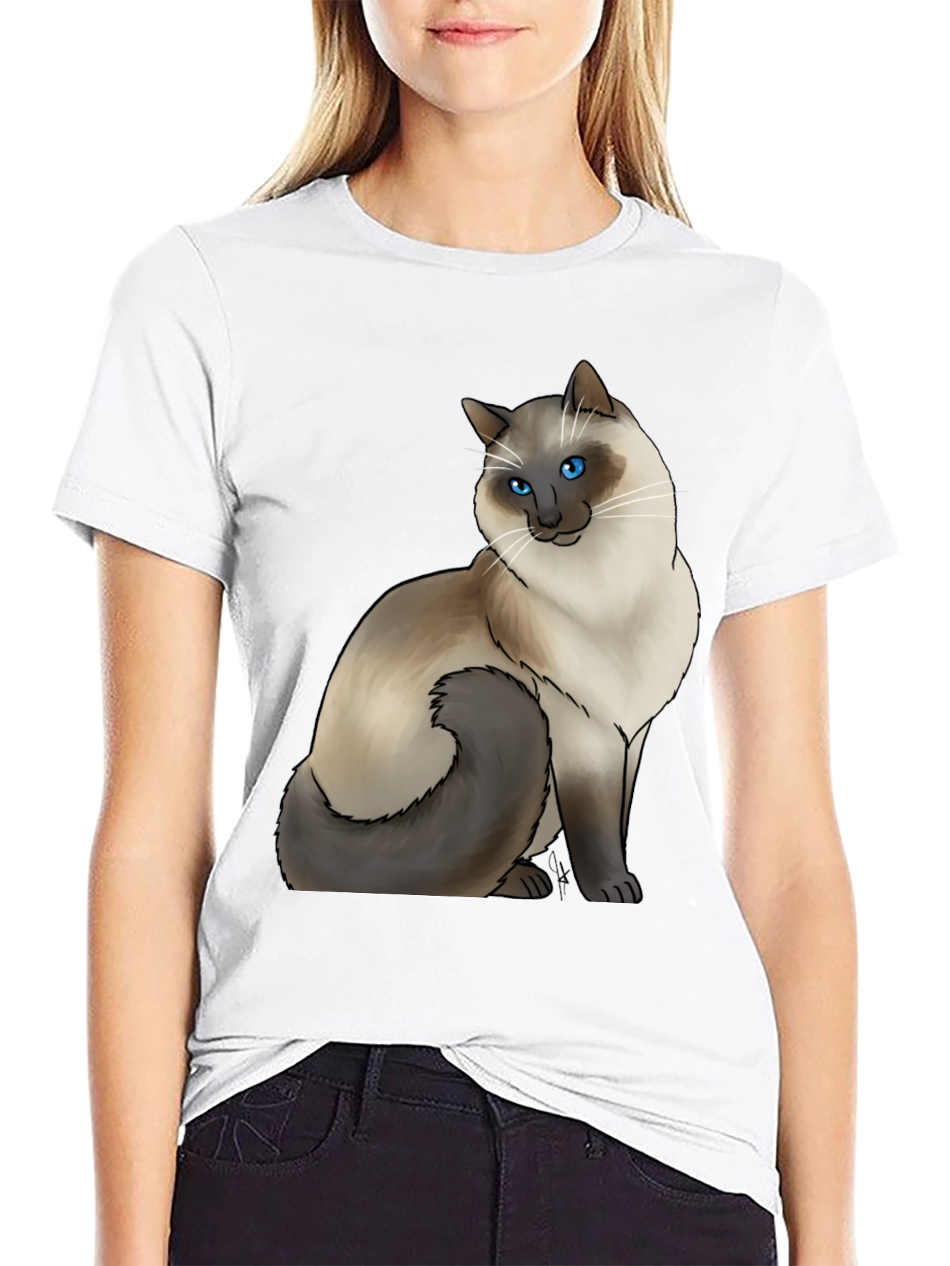 Cat Graphic Tee - Siamese Cat Art Shirt