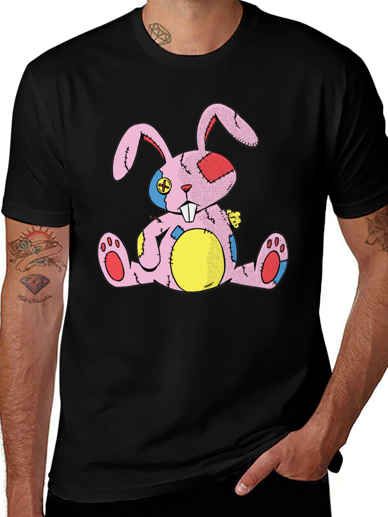 Quirky Bunny Patchwork Graphic Tee