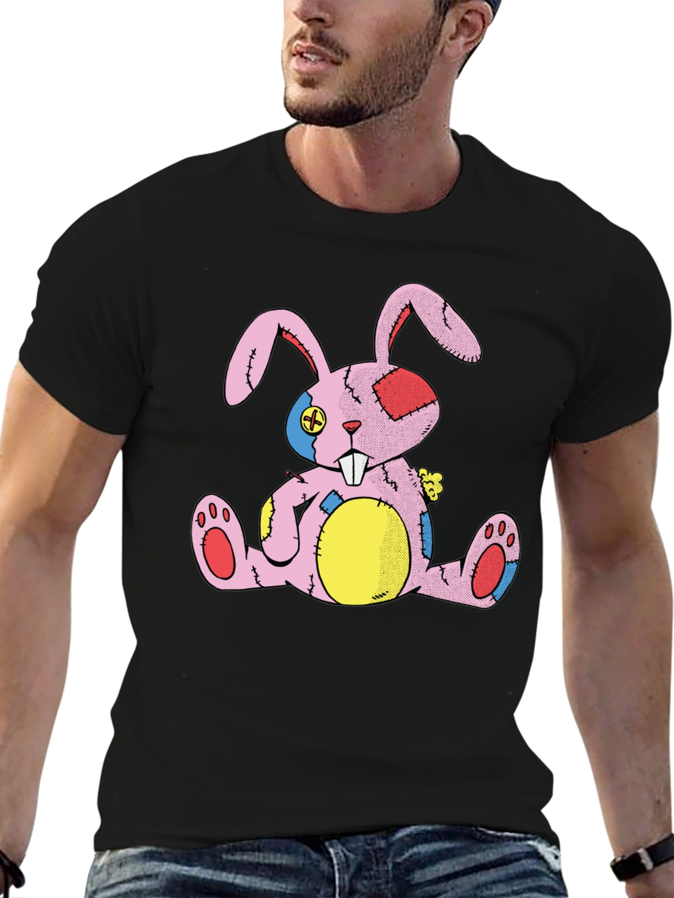 Quirky Bunny Patchwork Graphic Tee