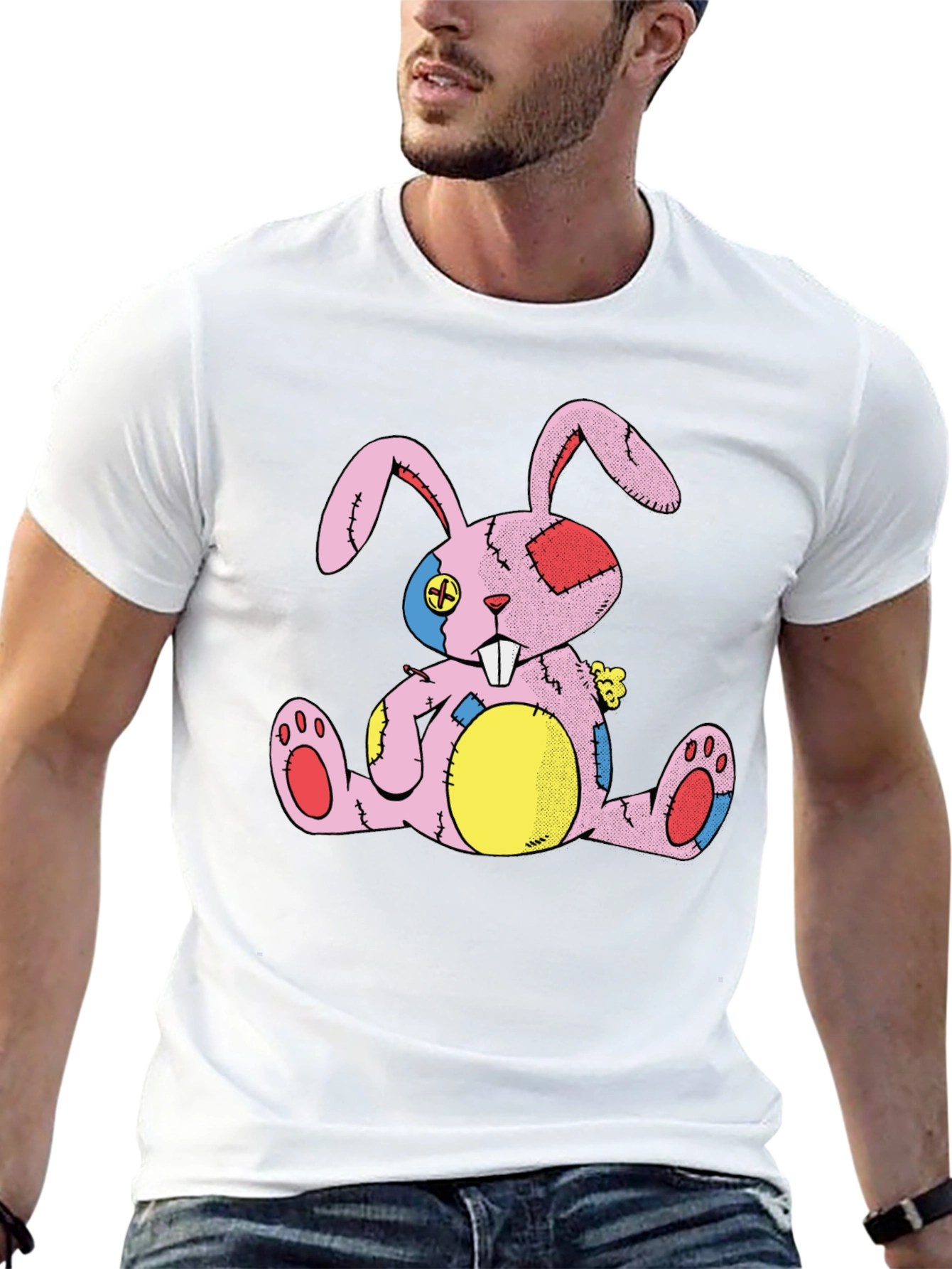 Quirky Bunny Patchwork Graphic Tee