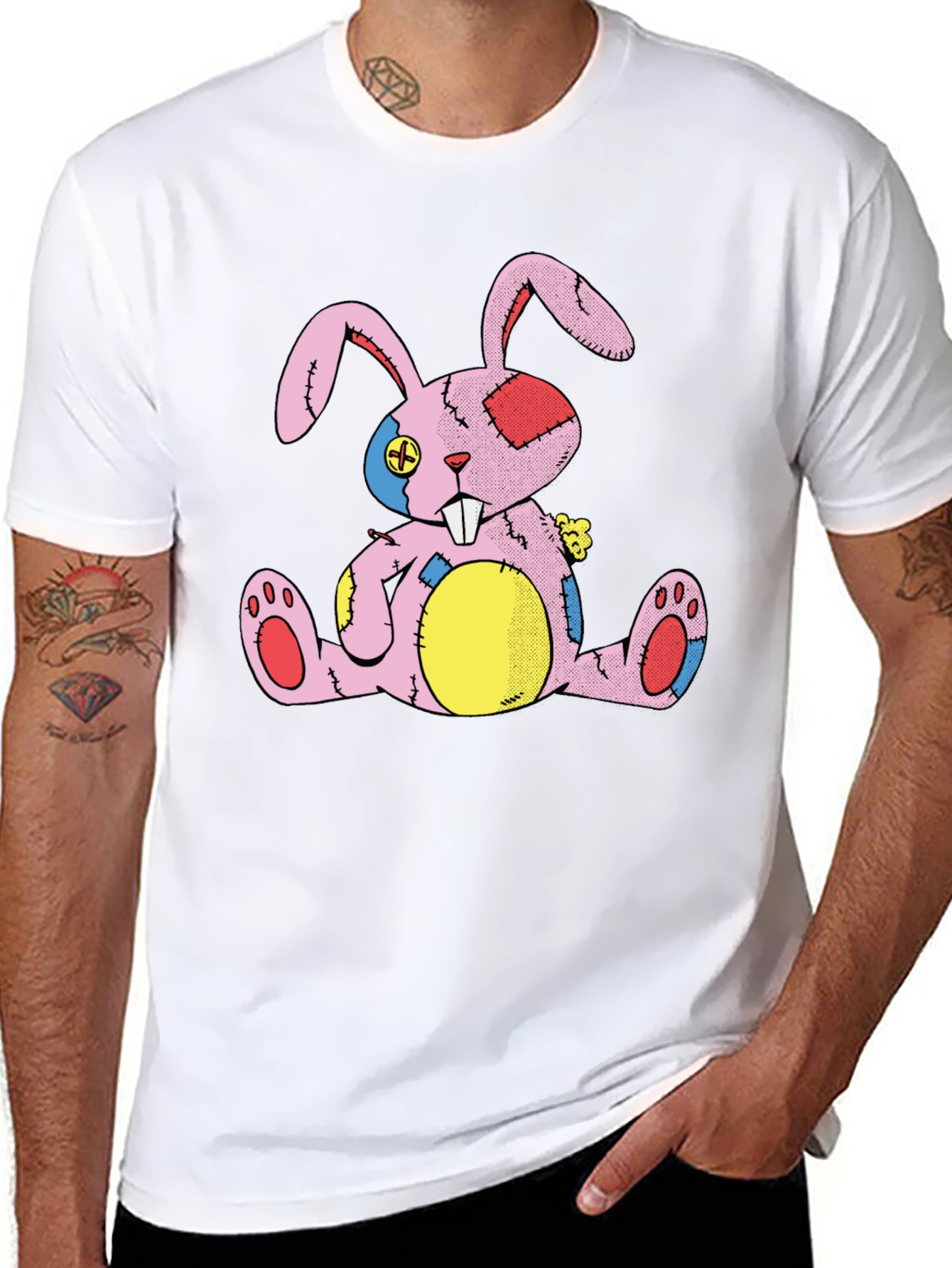 Quirky Bunny Patchwork Graphic Tee