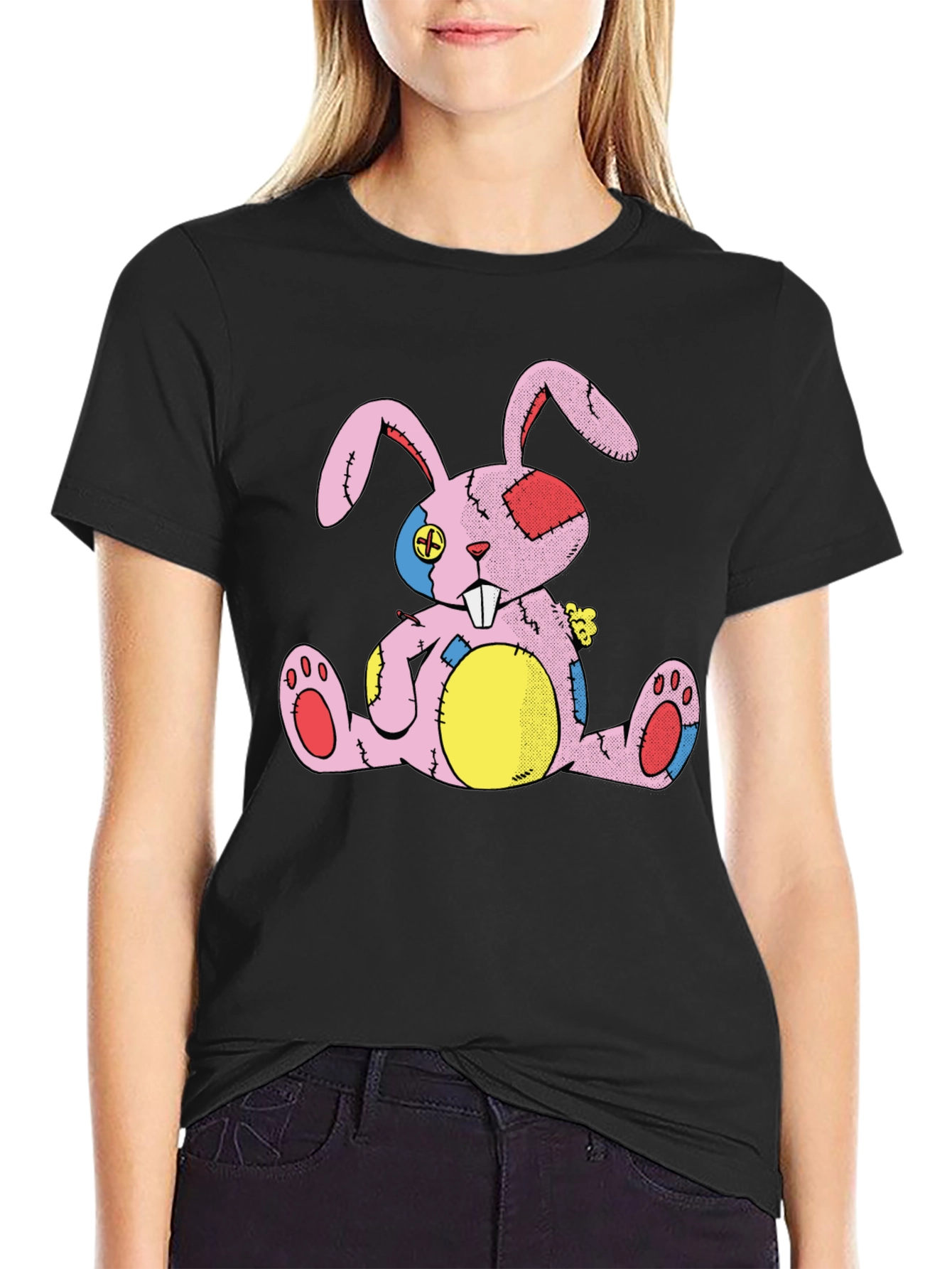 Quirky Bunny Patchwork Graphic Tee