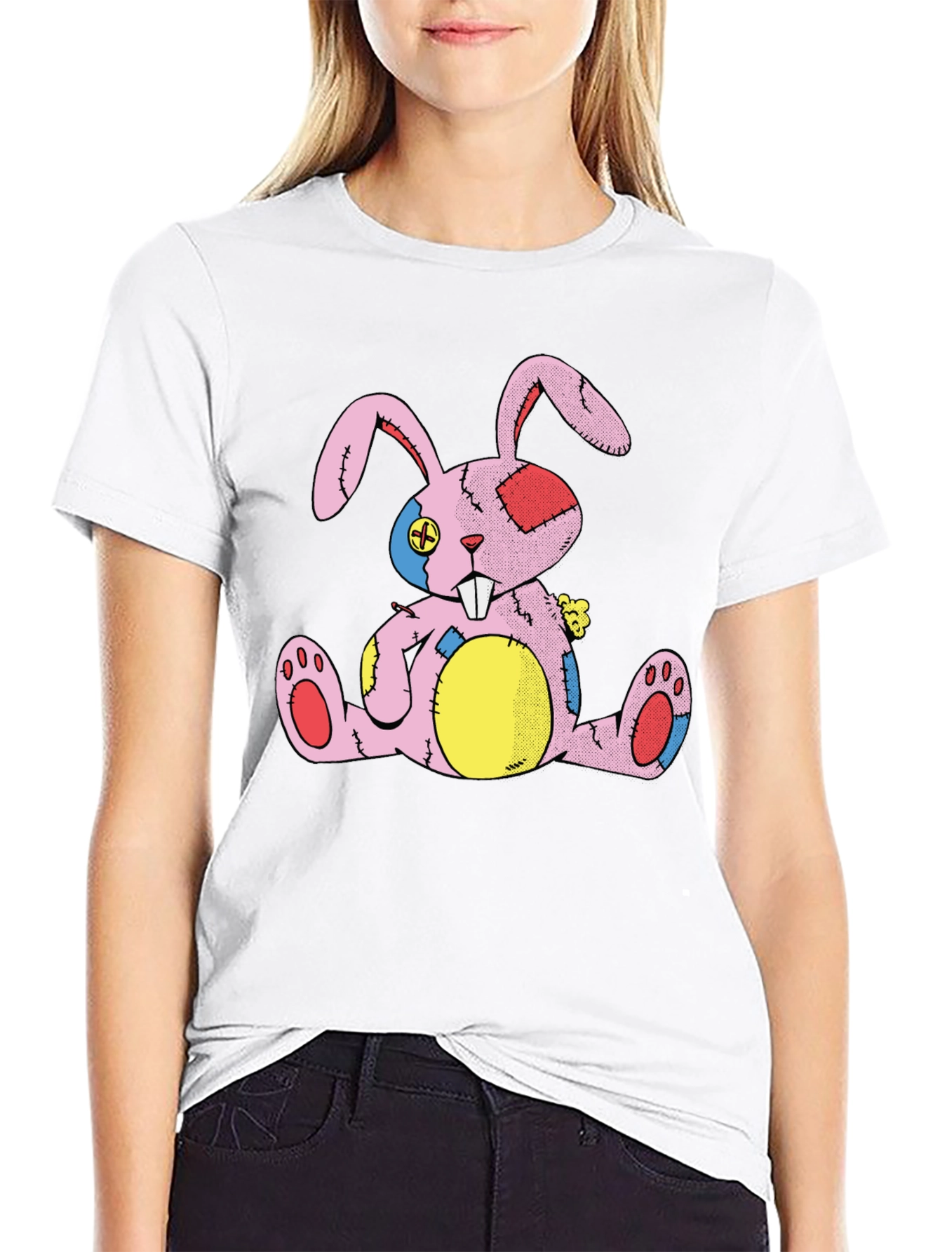 Quirky Bunny Patchwork Graphic Tee