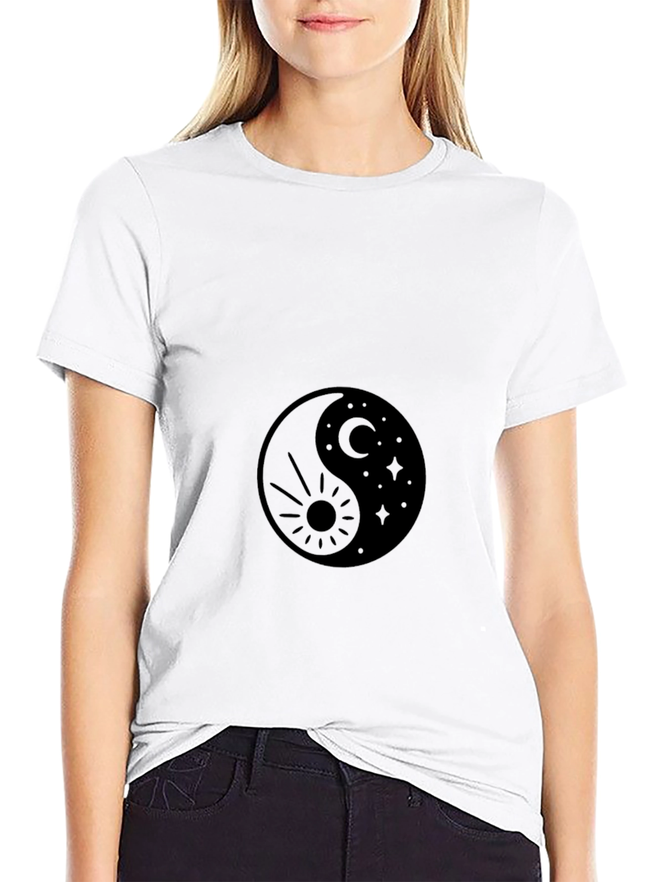 Yin Yang Sun & Moon Graphic T-Shirt