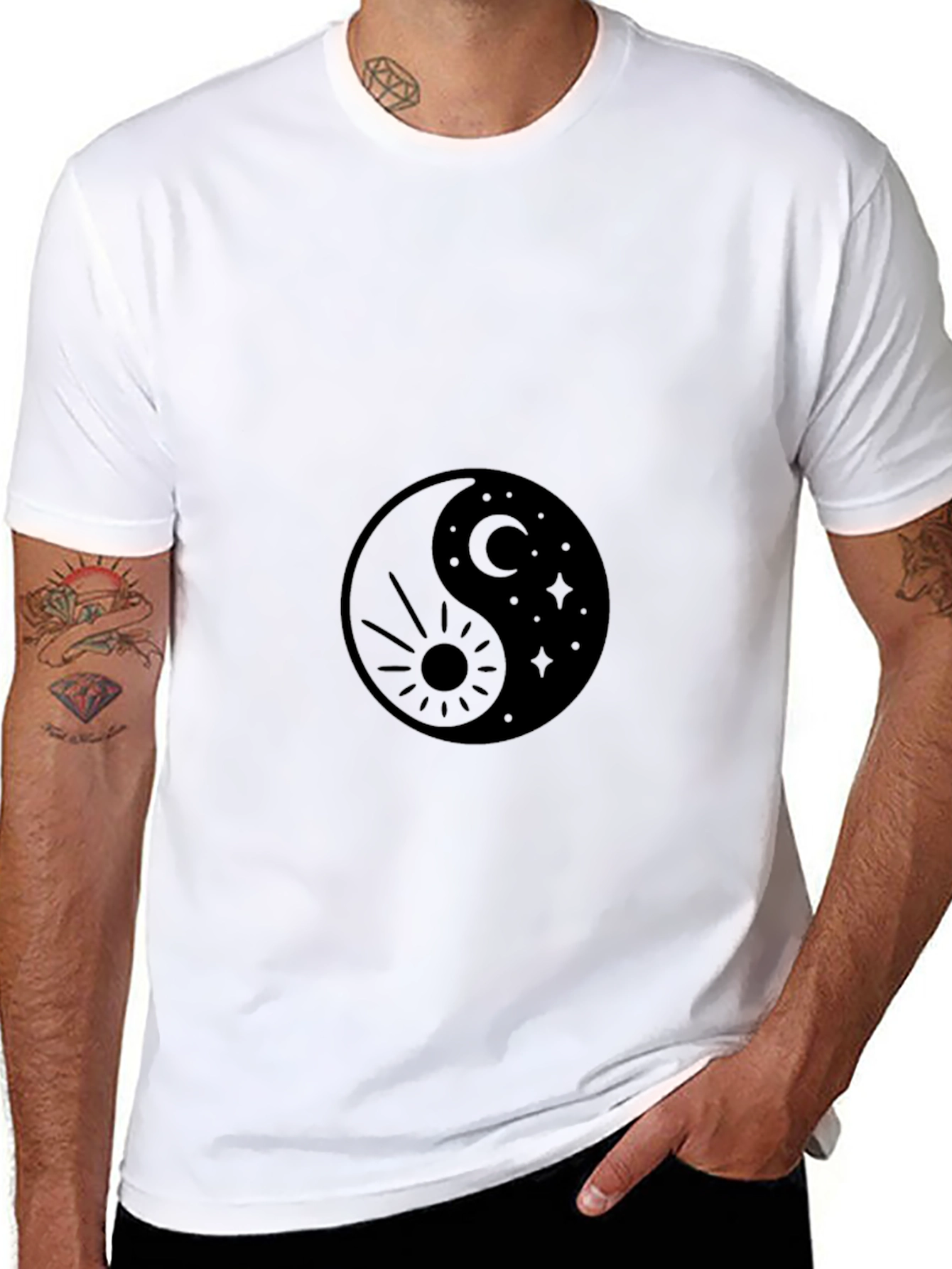 Yin Yang Sun & Moon Graphic T-Shirt