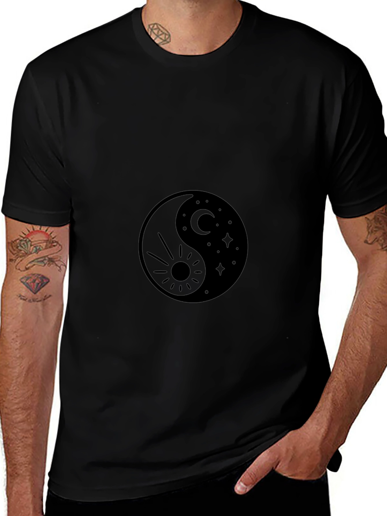 Yin Yang Sun & Moon Graphic T-Shirt