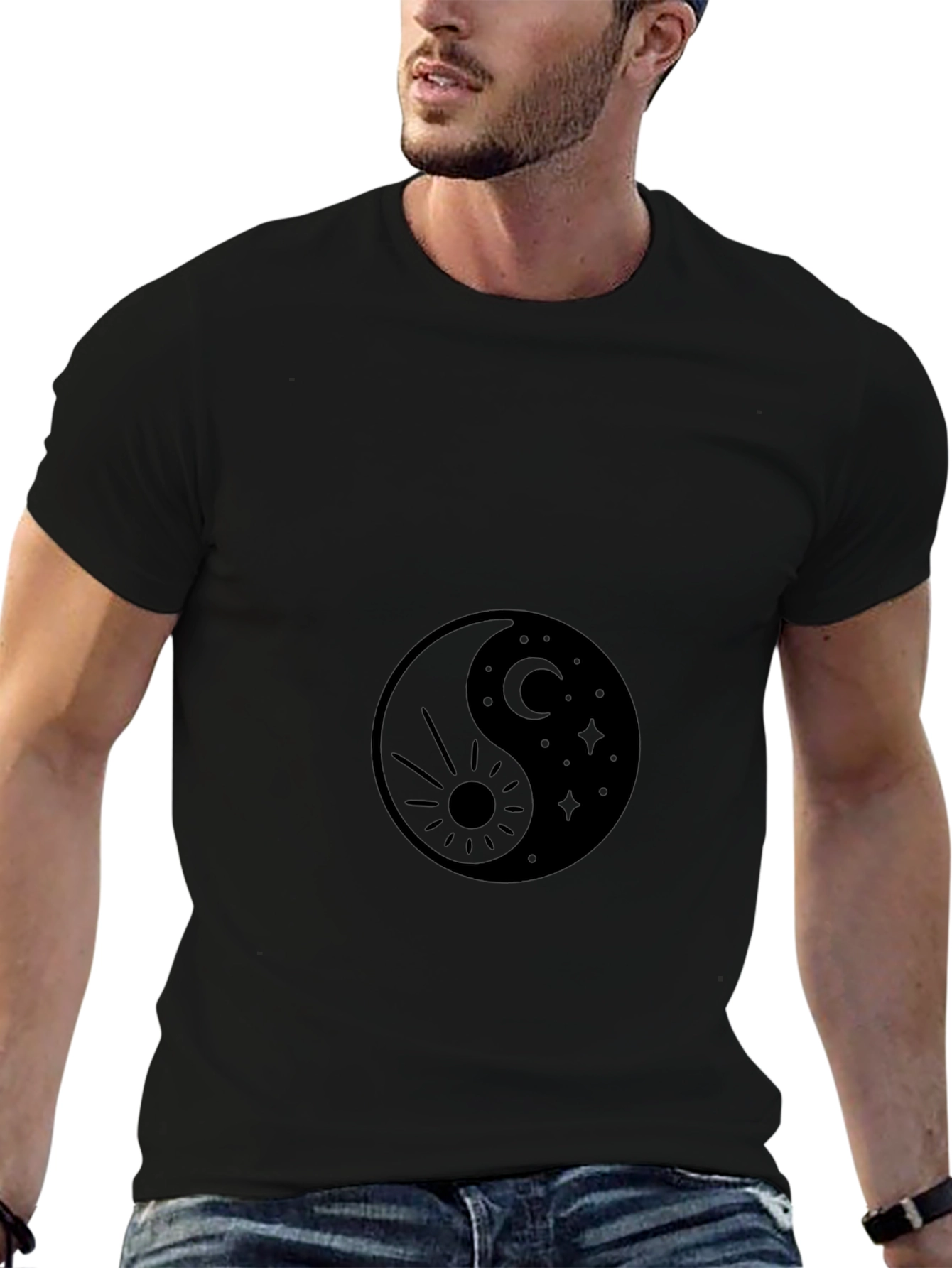 Yin Yang Sun & Moon Graphic T-Shirt