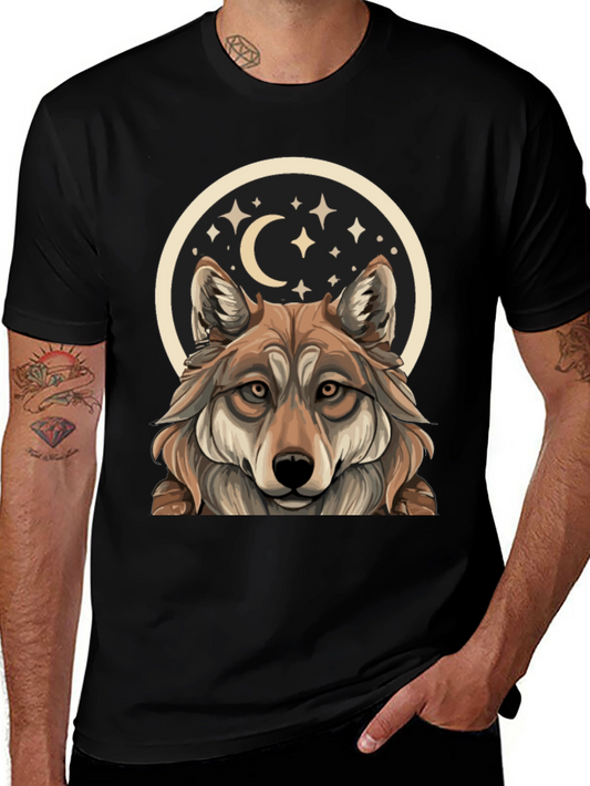 Wolf Moon Graphic Tee - Mens Black Crew Neck T-Shirt