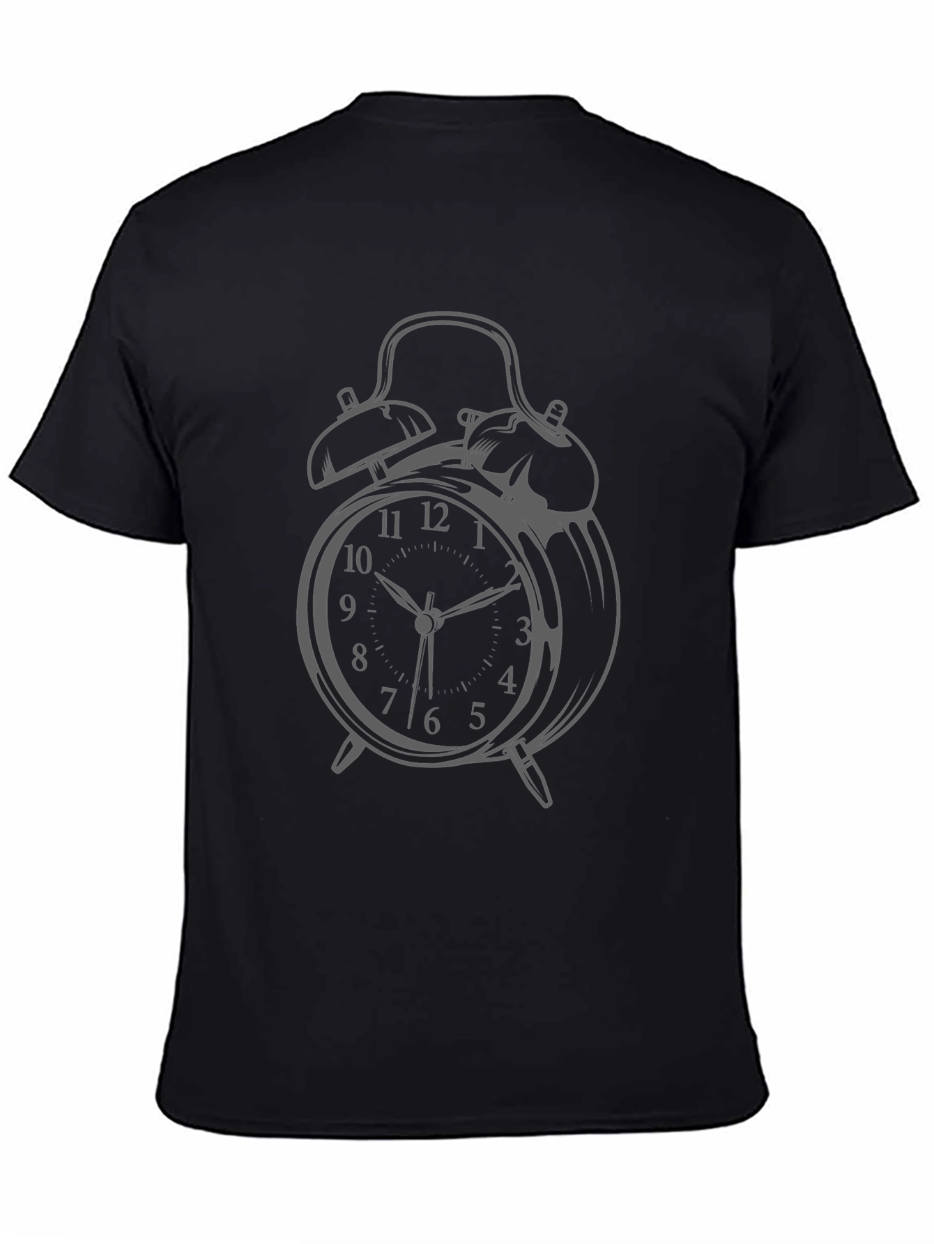 Alarm Clock Graphic Print Black T-Shirt