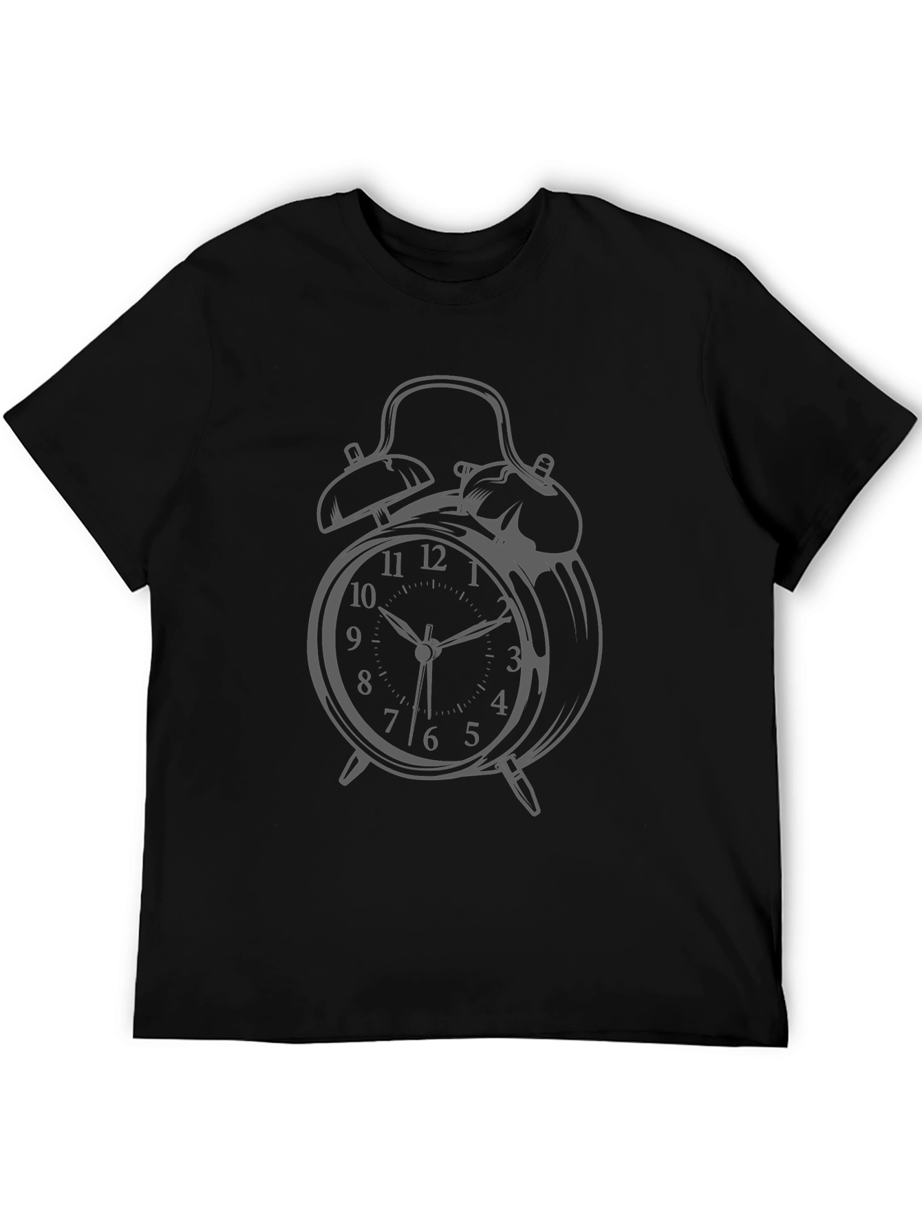 Alarm Clock Graphic Print Black T-Shirt