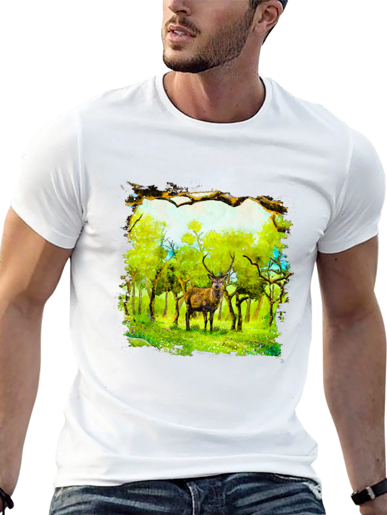 Deer in Forest T-Shirt - Nature Art Tee