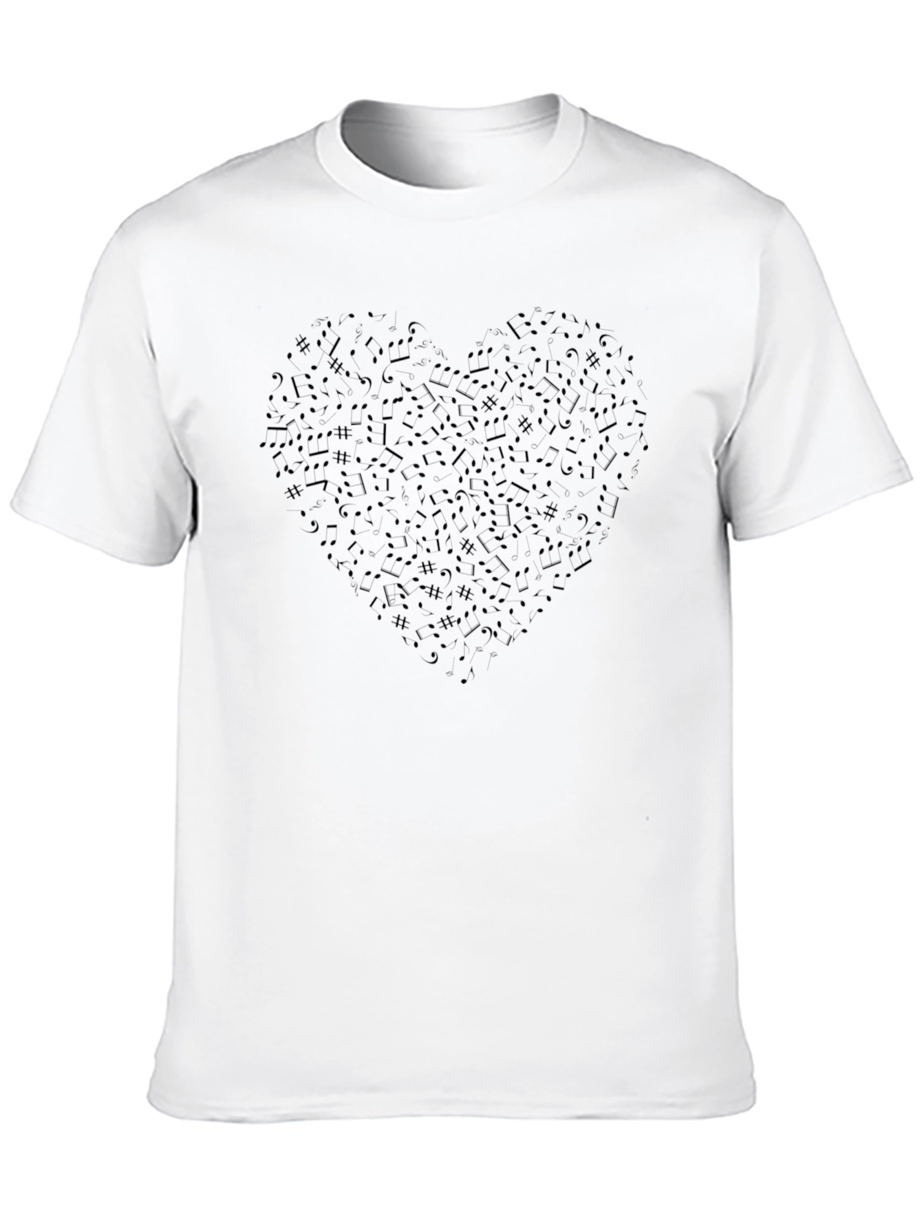 Music Heart Graphic Tee - Black Crew Neck T-Shirt