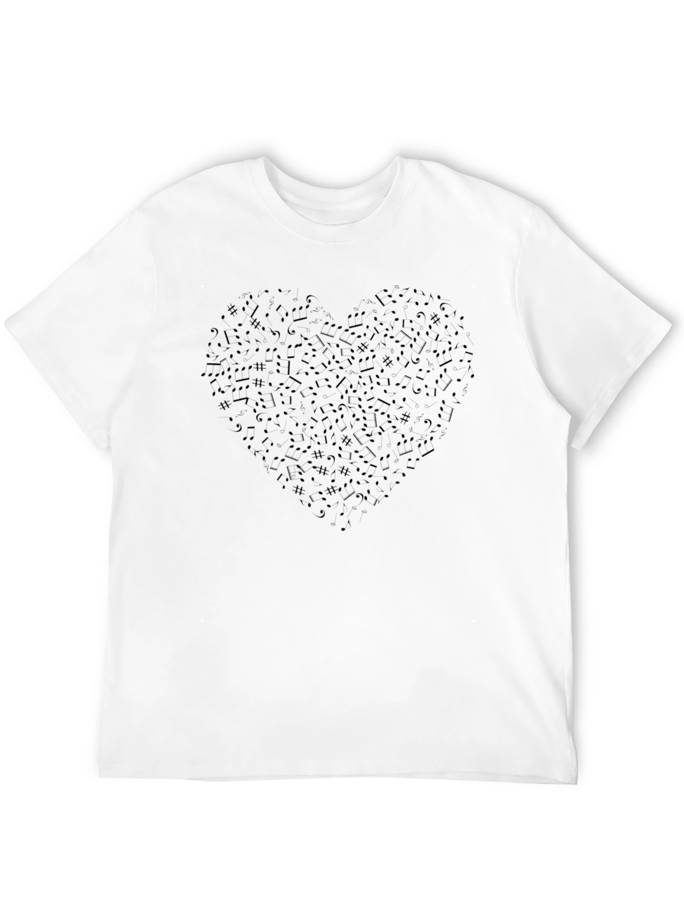 Music Heart Graphic Tee - Black Crew Neck T-Shirt