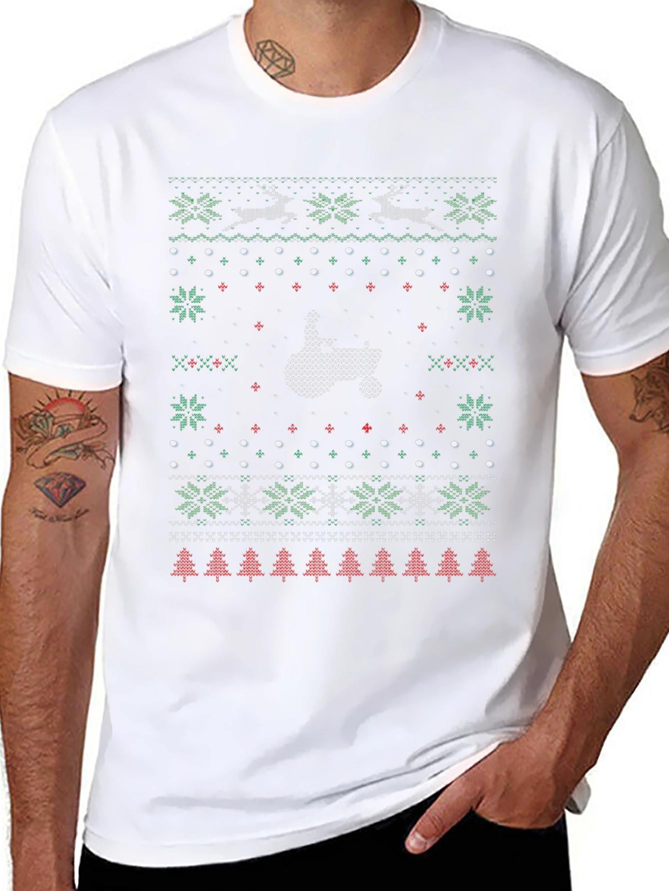 Ugly Christmas Sweater Middle Finger T-Shirt