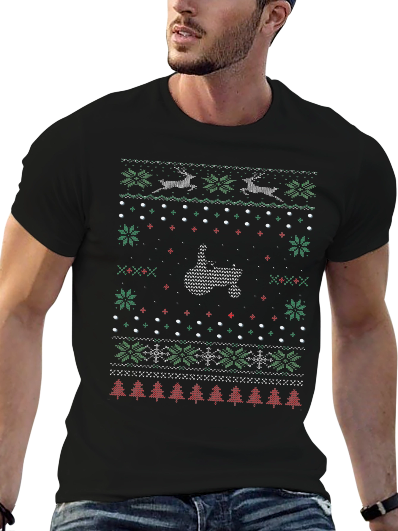 Ugly Christmas Sweater Middle Finger T-Shirt