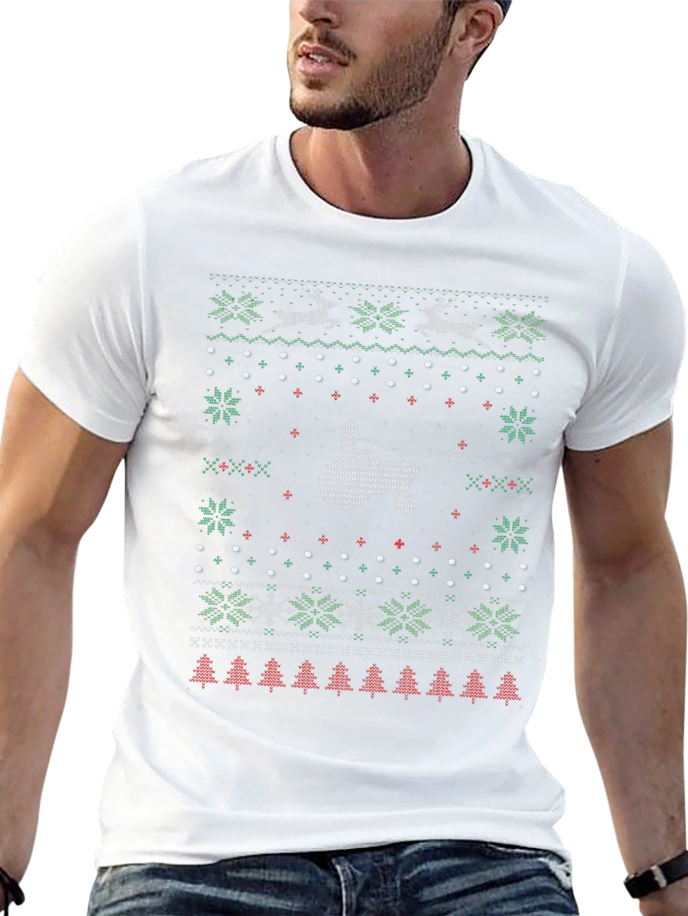 Ugly Christmas Sweater Middle Finger T-Shirt