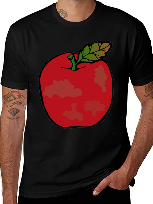 Red Apple Graphic Tee - Casual Black T-Shirt