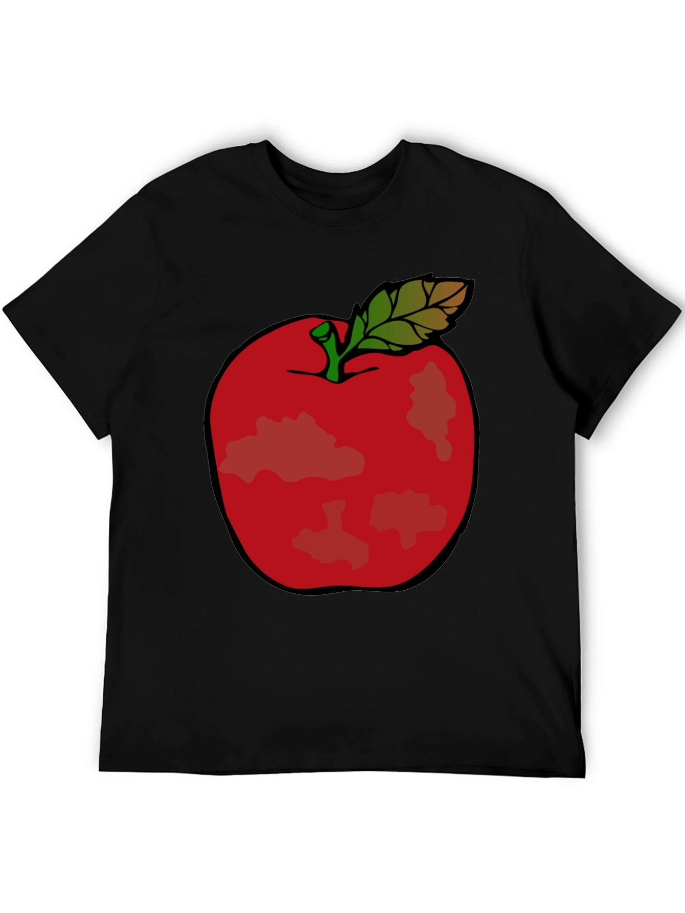 Red Apple Graphic Tee - Casual Black T-Shirt