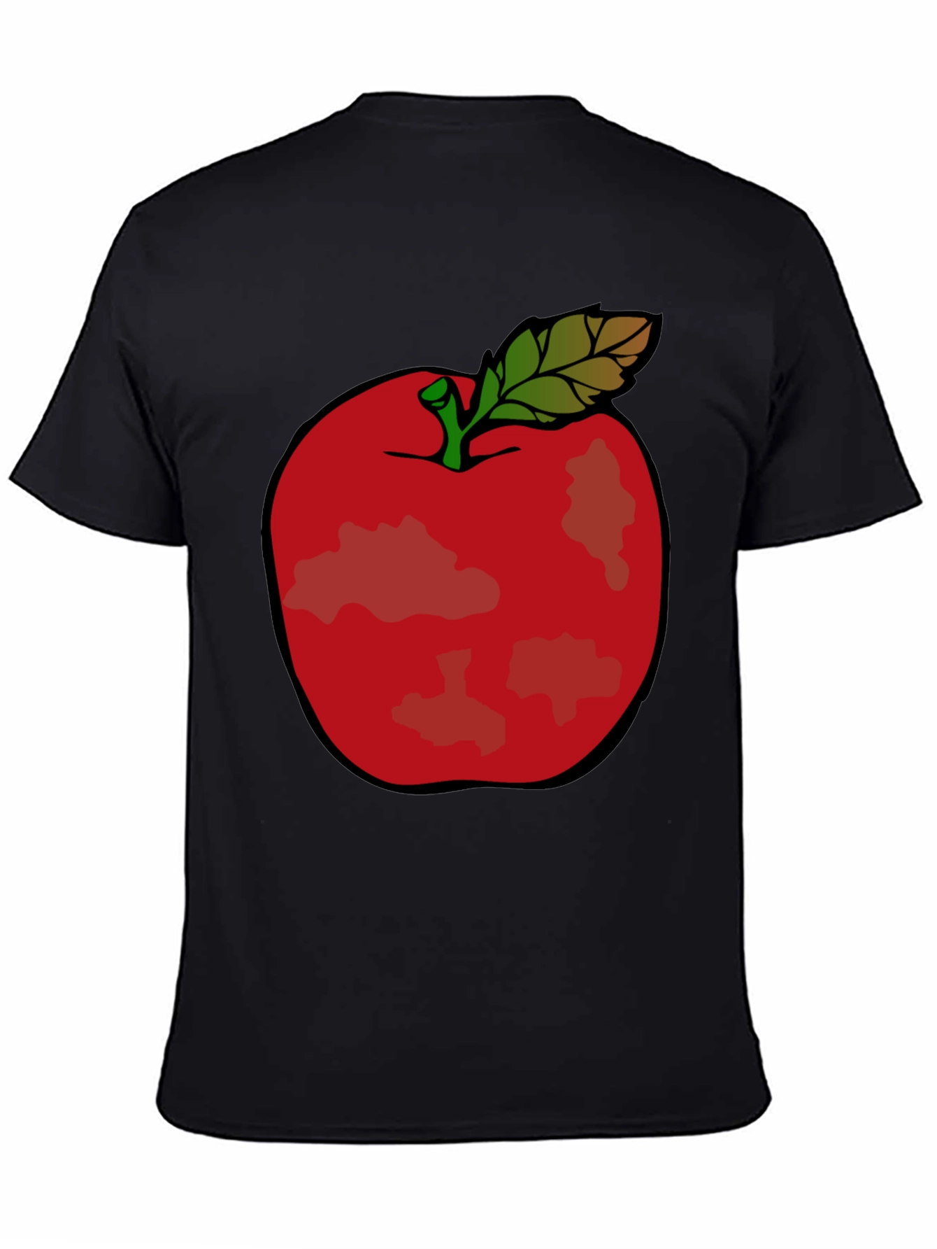 Red Apple Graphic Tee - Casual Black T-Shirt