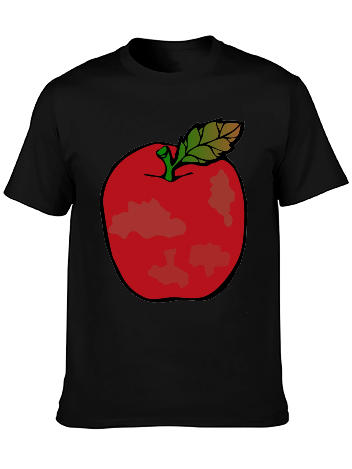 Red Apple Graphic Tee - Casual Black T-Shirt