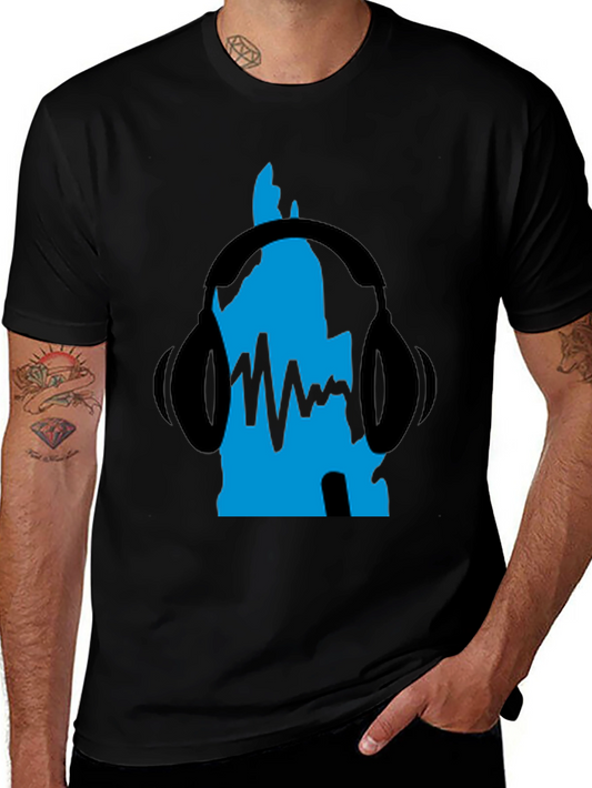 DJ Headphones Graphic Tee - Black Cotton T-Shirt